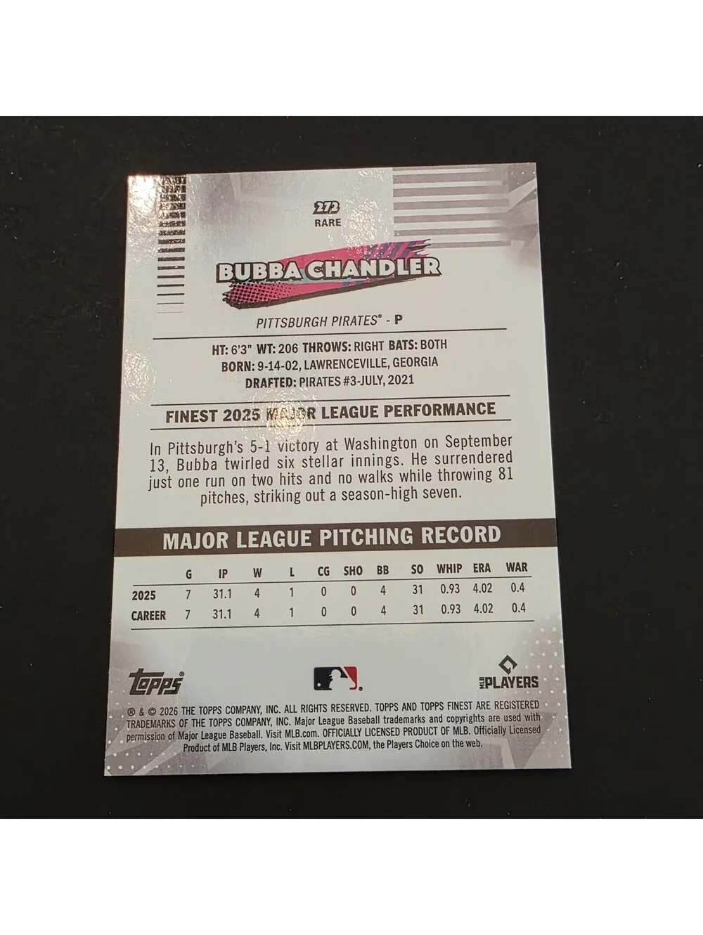 N/A card appears